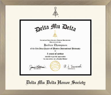 Delta Mu Delta Honor Society diploma frame - Icon in Light Champagne