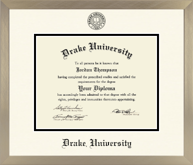 Drake University diploma frame - Icon in Light Champagne
