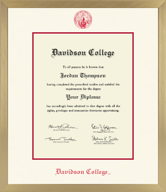 Davidson College diploma frame - Icon in Chardonnay