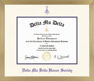 Delta Mu Delta Honor Society diploma frame - Icon in Chardonnay