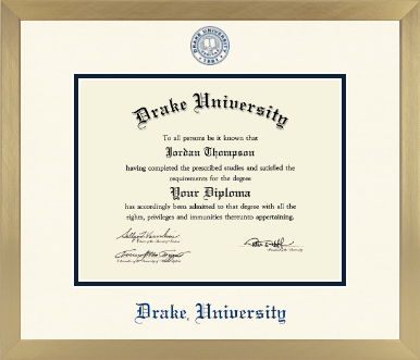Drake University diploma frame - Icon in Chardonnay