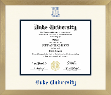 Duke University diploma frame - Icon in Chardonnay