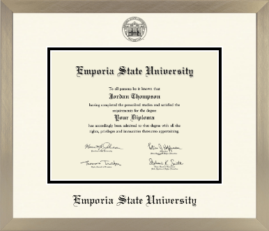 Emporia State University diploma frame - Icon in Light Champagne
