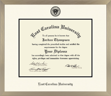 East Carolina University diploma frame - Icon in Light Champagne