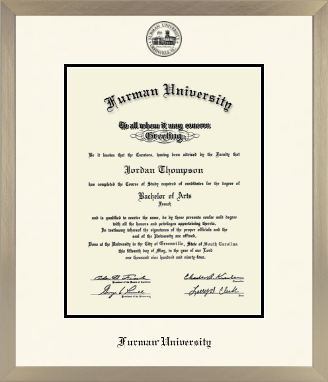 Furman University diploma frame - Icon in Light Champagne