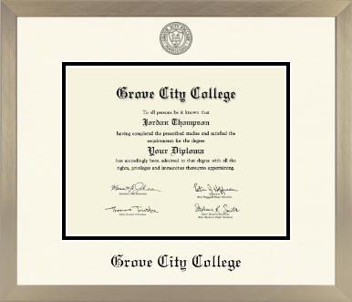 Grove City College diploma frame - Icon in Light Champagne