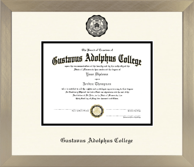 Gustavus Adolphus College diploma frame - Icon in Light Champagne