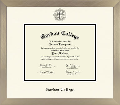 Gordon College in Massachusetts diploma frame - Icon in Light Champagne