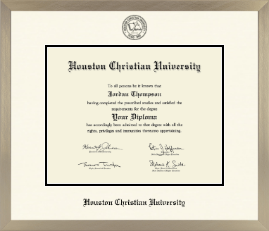 Houston Christian University diploma frame - Icon in Light Champagne