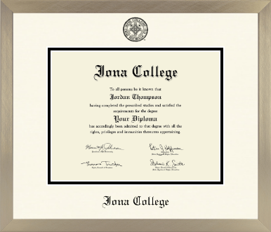 Iona College diploma frame - Icon in Light Champagne