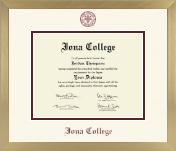 Iona College diploma frame - Icon in Chardonnay