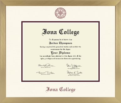 Iona College diploma frame - Icon in Chardonnay