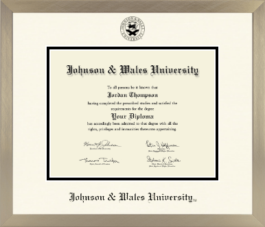 Johnson & Wales University in Rhode Island diploma frame - Icon in Light Champagne