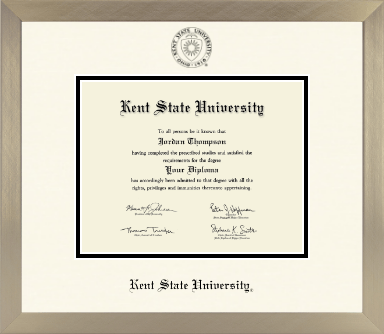 Kent State University diploma frame - Icon in Light Champagne