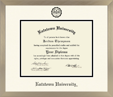 Kutztown University diploma frame - Icon in Light Champagne