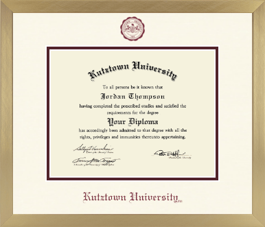 Kutztown University diploma frame - Icon in Chardonnay