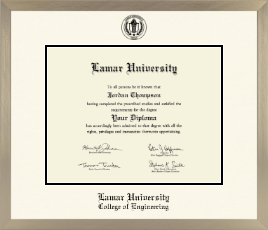 Lamar University diploma frame - Icon in Light Champagne