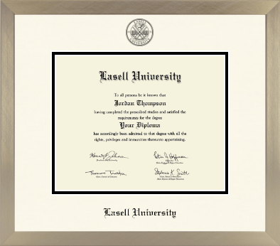 Lasell University diploma frame - Icon in Light Champagne