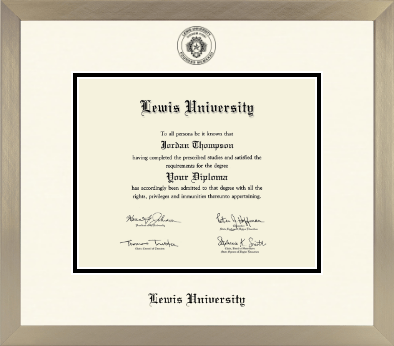 Lewis University diploma frame - Icon in Light Champagne