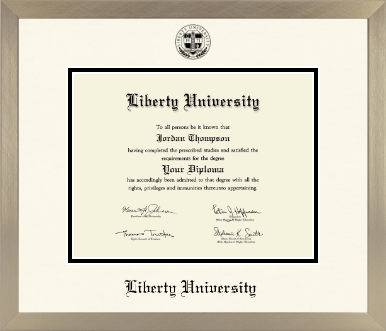 Liberty University diploma frame - Icon in Light Champagne