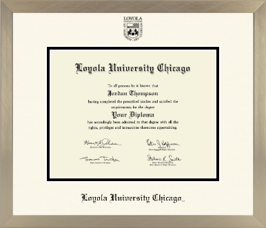 Loyola University Chicago diploma frame - Icon in Light Champagne