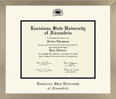 Louisiana State University of Alexandria diploma frame - Icon in Light Champagne