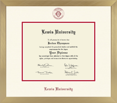 Lewis University diploma frame - Icon in Chardonnay