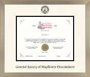 The Mayflower Society certificate frame - Icon in Light Champagne