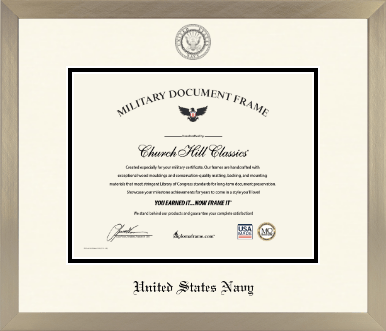 United States Navy diploma frame - Icon in Light Champagne