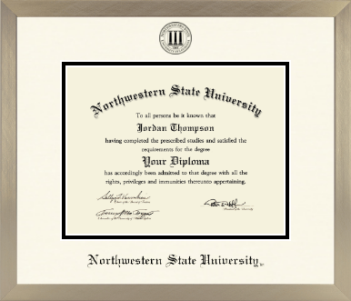 Northwestern State University diploma frame - Icon in Light Champagne