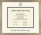 Nicholls State University diploma frame - Icon in Light Champagne