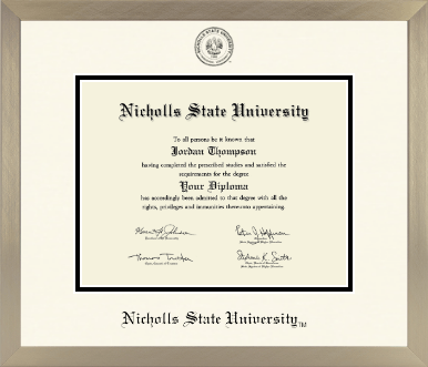 Nicholls State University diploma frame - Icon in Light Champagne