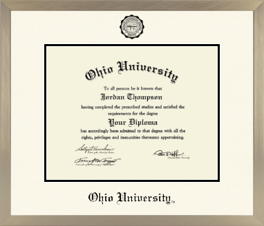 Ohio University diploma frame - Icon in Light Champagne