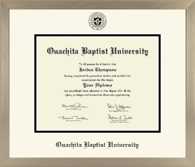 Ouachita Baptist University diploma frame - Icon in Light Champagne