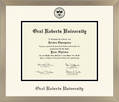 Oral Roberts University diploma frame - Icon in Light Champagne