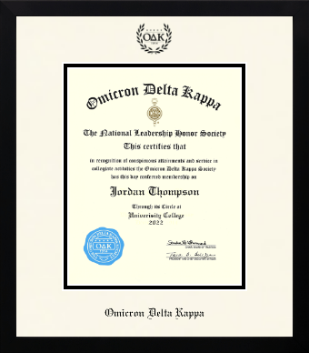 Omicron Delta Kappa Honor Society diploma frame - Icon in Gotham