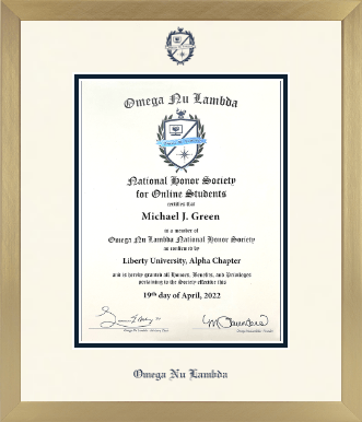 Omega Nu Lambda diploma frame - Icon in Chardonnay
