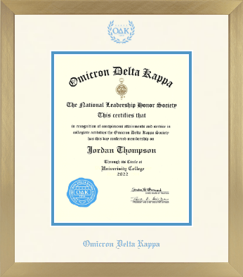 Omicron Delta Kappa Honor Society diploma frame - Icon in Chardonnay