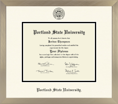 Portland State University diploma frame - Icon in Light Champagne