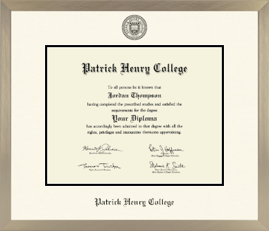 Patrick Henry College diploma frame - Icon in Light Champagne