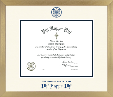 Phi Kappa Phi Honor Society diploma frame - Icon in Chardonnay