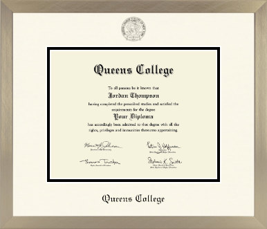 Queens College diploma frame - Icon in Light Champagne