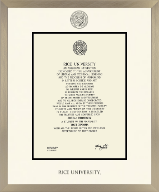 Rice University diploma frame - Icon in Light Champagne
