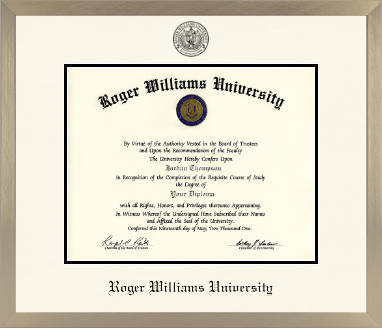 Roger Williams diploma frame - Icon in Light Champagne