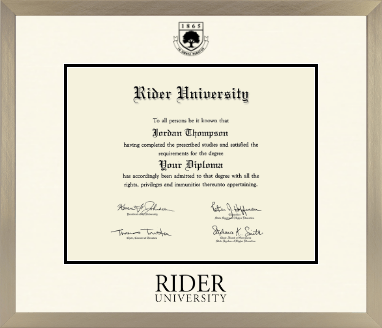 Rider University diploma frame - Icon in Light Champagne