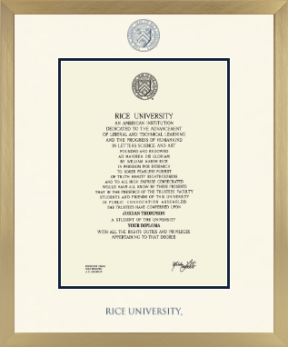 Rice University diploma frame - Icon in Chardonnay