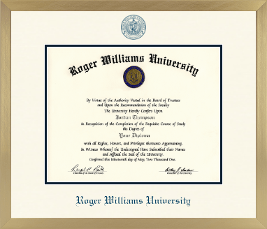 Roger Williams diploma frame - Icon in Chardonnay