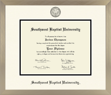 Southwest Baptist University diploma frame - Icon in Light Champagne
