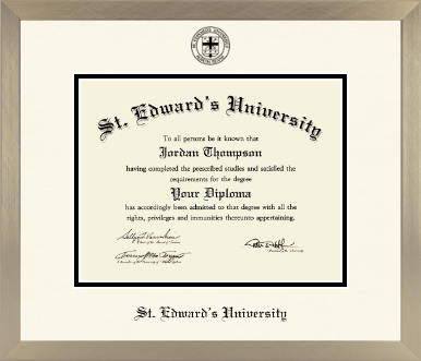 St. Edward's University diploma frame - Icon in Light Champagne