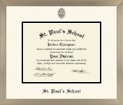 St. Paul's School diploma frame - Icon in Light Champagne